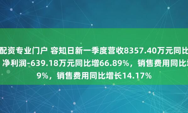 配资专业门户 容知日新一季度营收8357.40万元同比增37.51%，净利润-639.18万元同比增66.89%，销售费用同比增长14.17%