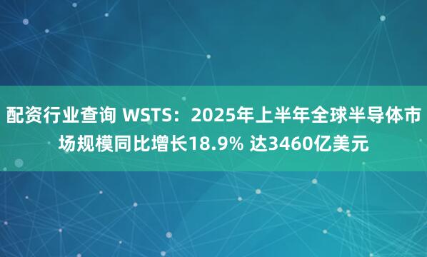 配资行业查询 WSTS：2025年上半年全球半导体市场规模同比增长18.9% 达3460亿美元